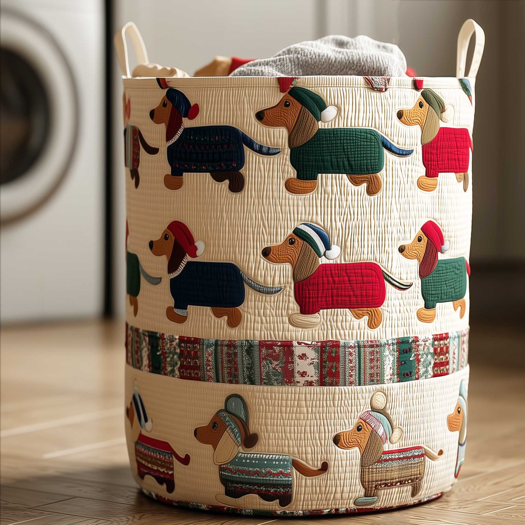 Playful Dachshund Parade Laundry Basket Laundry Gifts, Housewarming Gift Ideas, Mother's Day Gifts