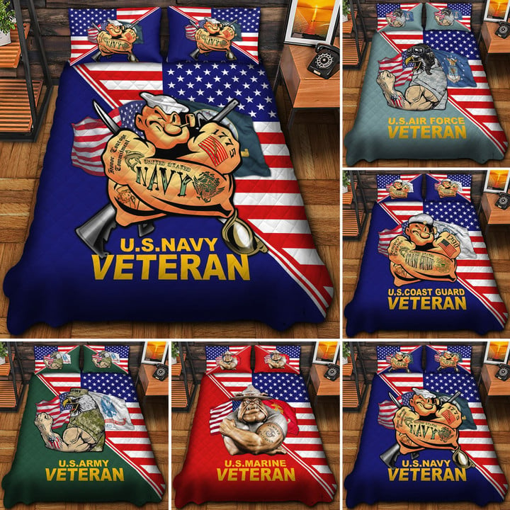 Premium Honoring All Who Served US Veteran Bedding Set, Quilt Bed Set, Veteran Gift