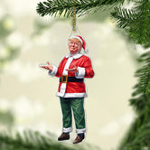 Trump2024 Red Santa Funny Acrylic Christmas Ornament, Funny Political Gifts