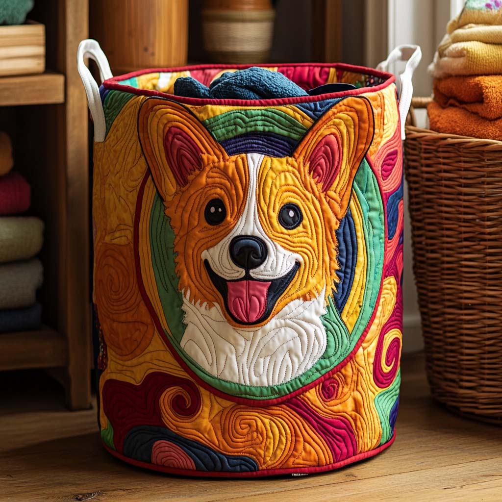 Rainbow Corgi Laundry Basket Laundry Gifts, Housewarming Gift Ideas, Mother's Day Gifts