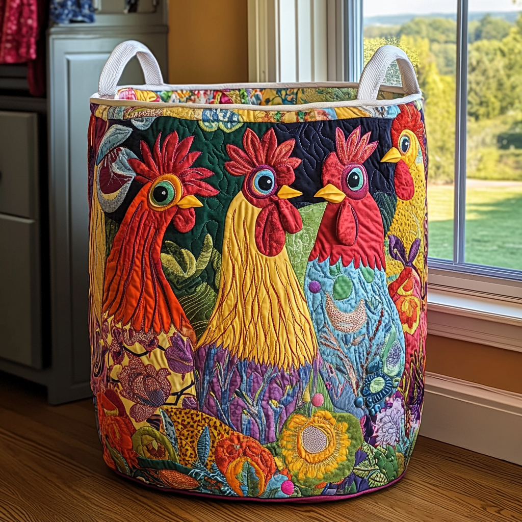 Rooster Parade Laundry Basket Laundry Gifts, Housewarming Gift Ideas, Mother's Day Gifts