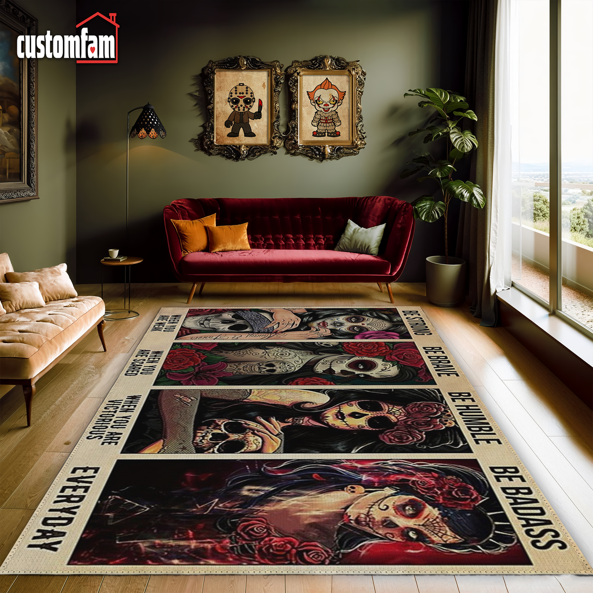 Day of The Dead, Dia de los Muertos, Halloween Area Rug, Scary Hallowe ...