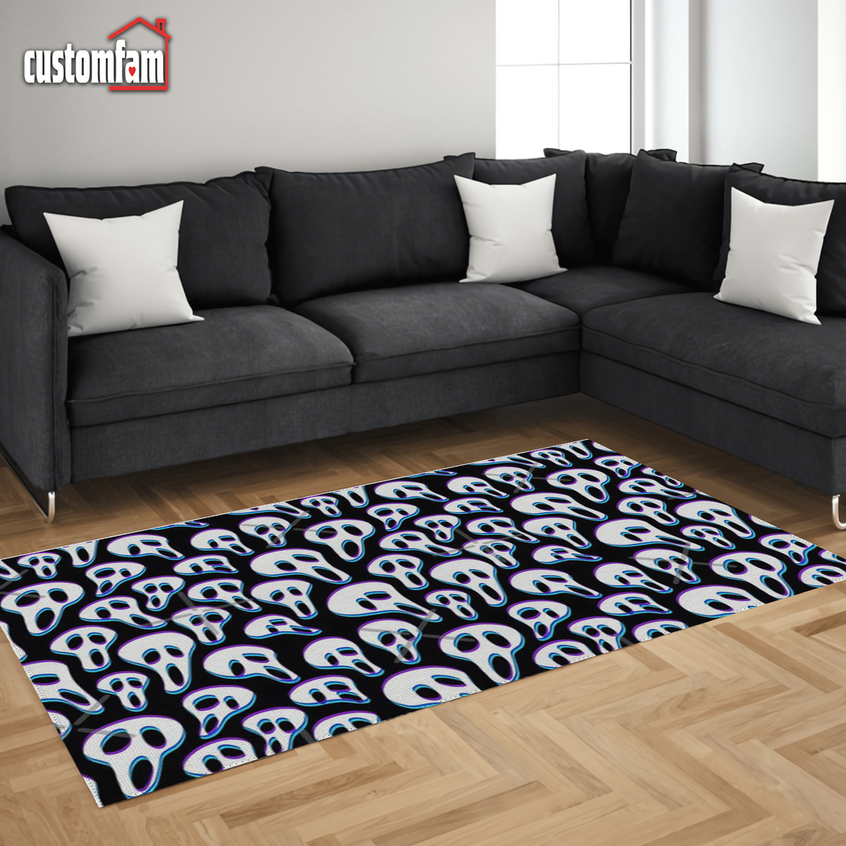Ghostface Pattern Halloween Area Rug, Horror Movie Rug, Gifts For Horr ...