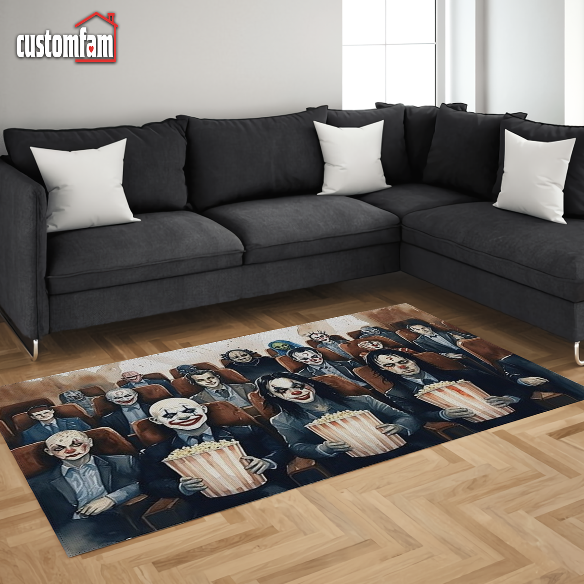The Clowns Are Watching!, Horror Movie Night Rug, Halloween Rug, Gift ...