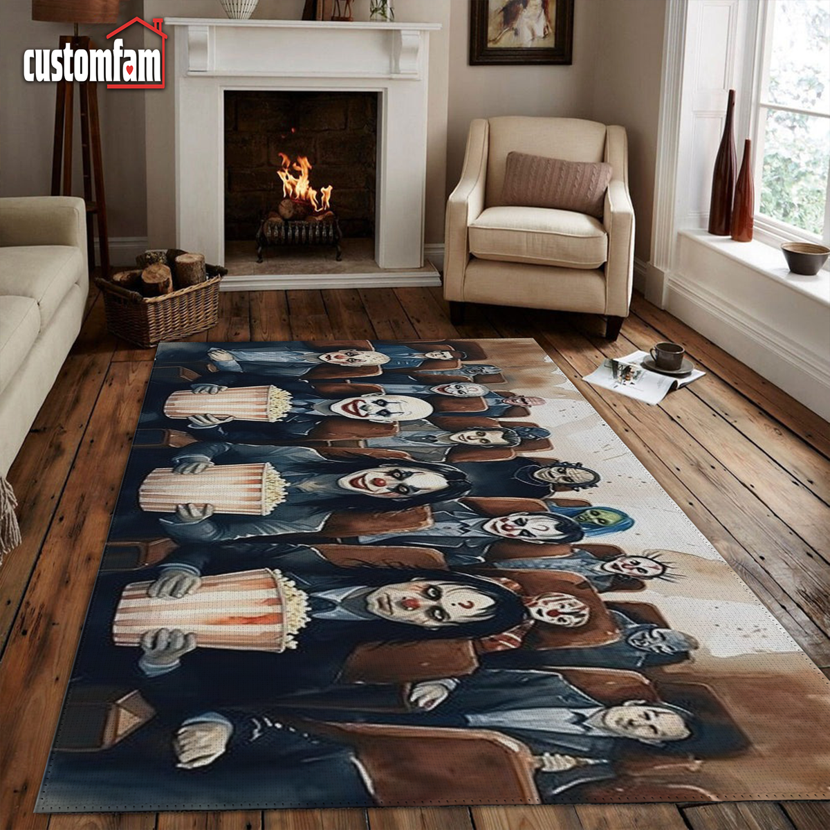 The Clowns Are Watching!, Horror Movie Night Rug, Halloween Rug, Gift ...