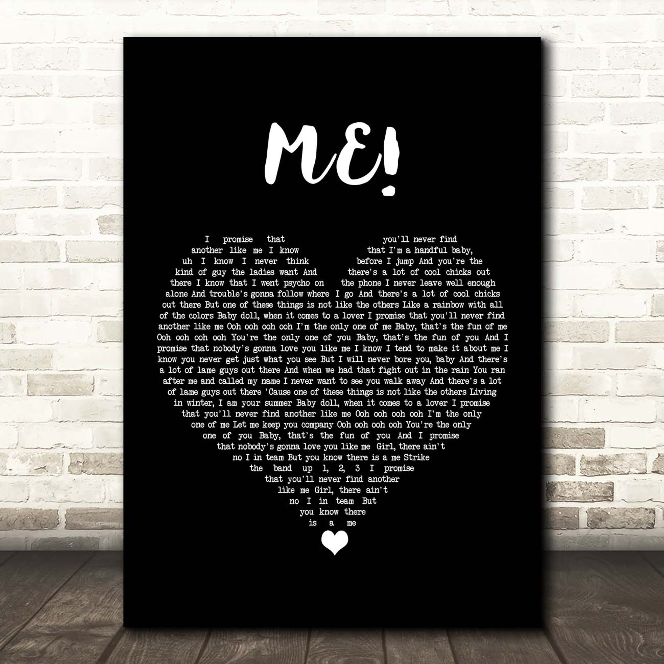 Me! Canvas Wall Art With Song Lyrics, Black Heart Song Lyric, Music Canvas Art, Gift For Swifties