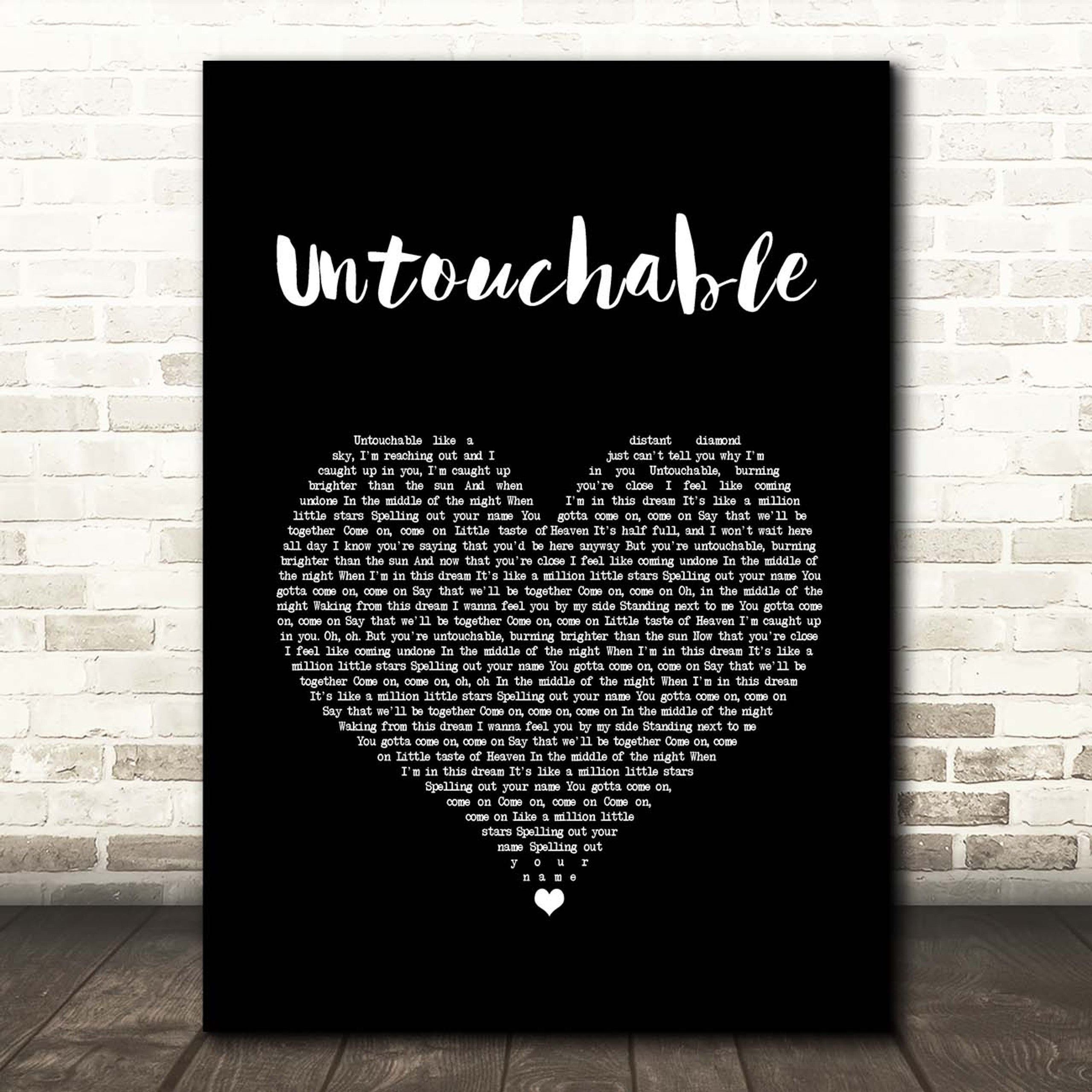 Untouchable Canvas Wall Art With Song Lyrics, Black Heart Song Lyric Music Canvas, Gift For Swifties