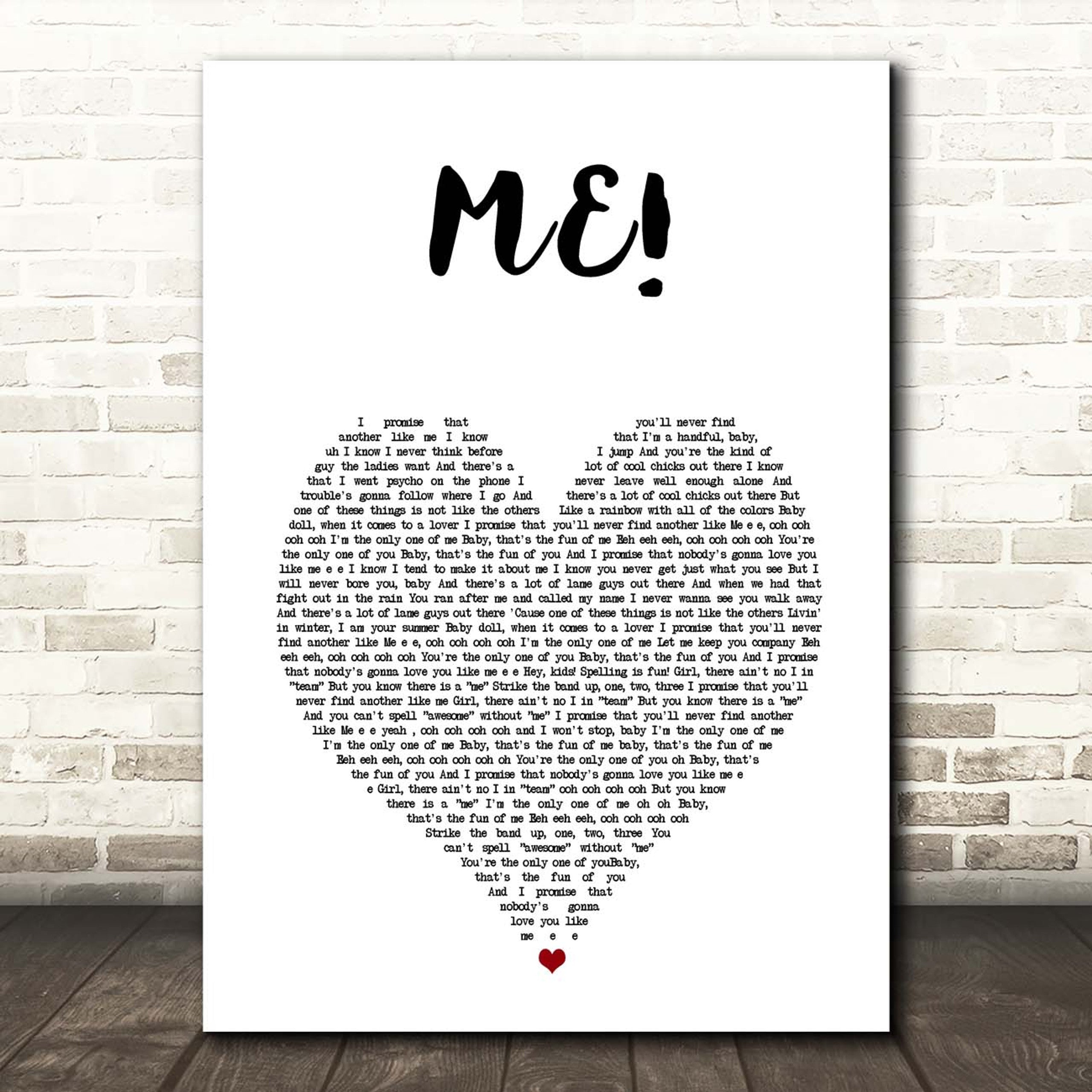 Me! Canvas Wall Art With Song Lyrics, White Heart Song Lyric, Gift For Swifties