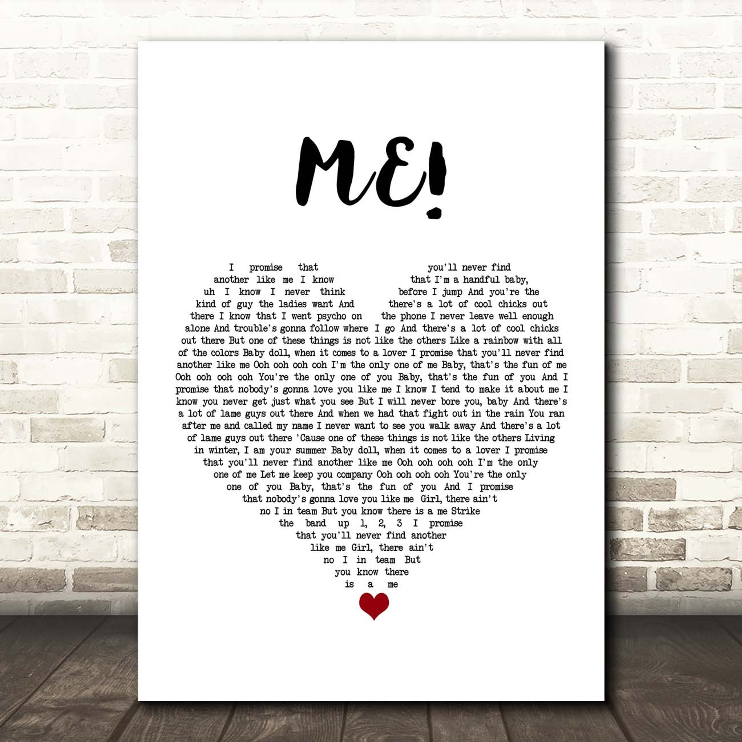 Me! Canvas Wall Art With Song Lyrics, Grey Heart Song Lyric, Music Canvas Art, Gift For Swifties