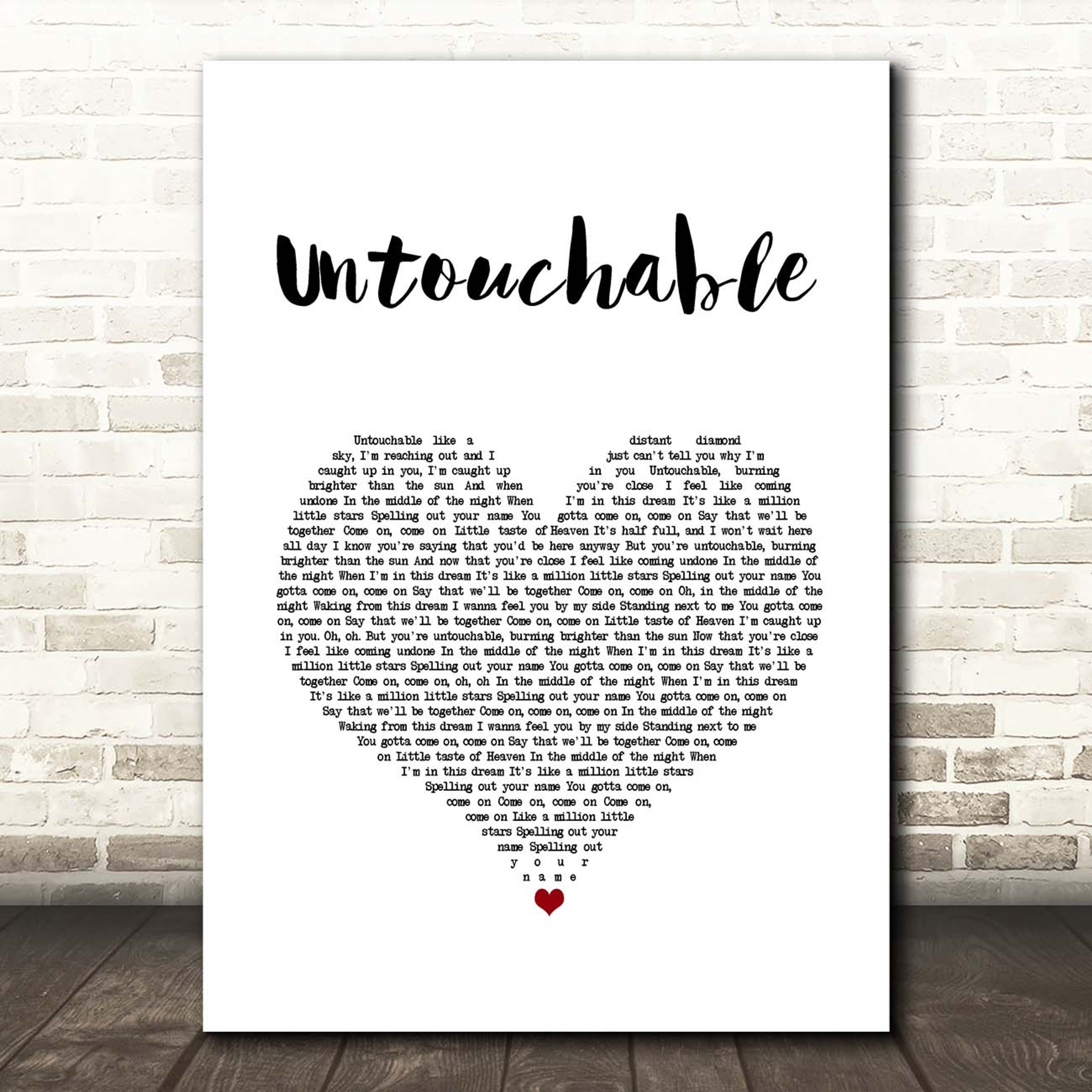 Untouchable Canvas Wall Art With Song Lyrics, White Heart Song Lyric Music Canvas, Gift For Swifties