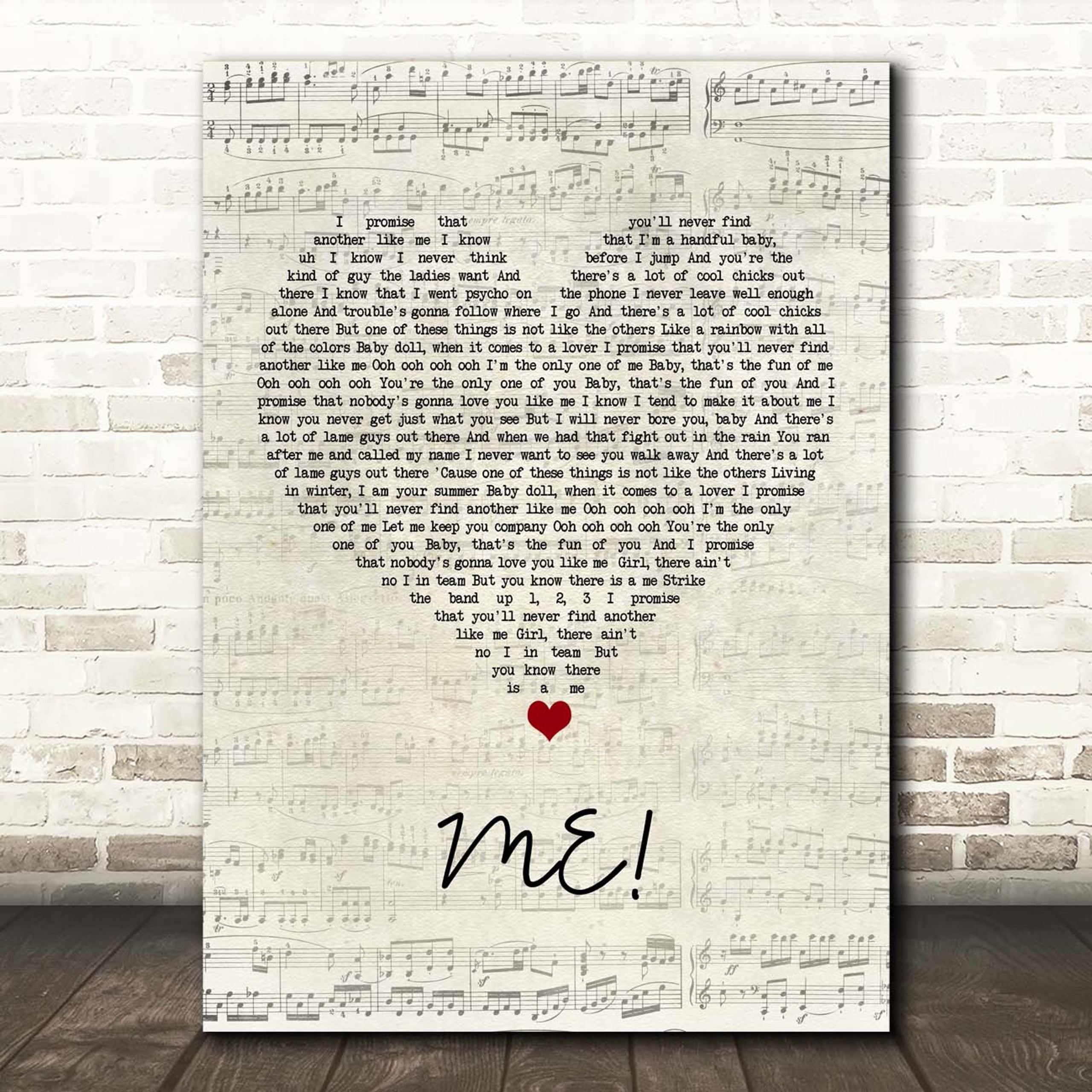 Me! Canvas Wall Art With Song Lyrics, Heart Song Lyric Music Canvas, Gift For Swifties