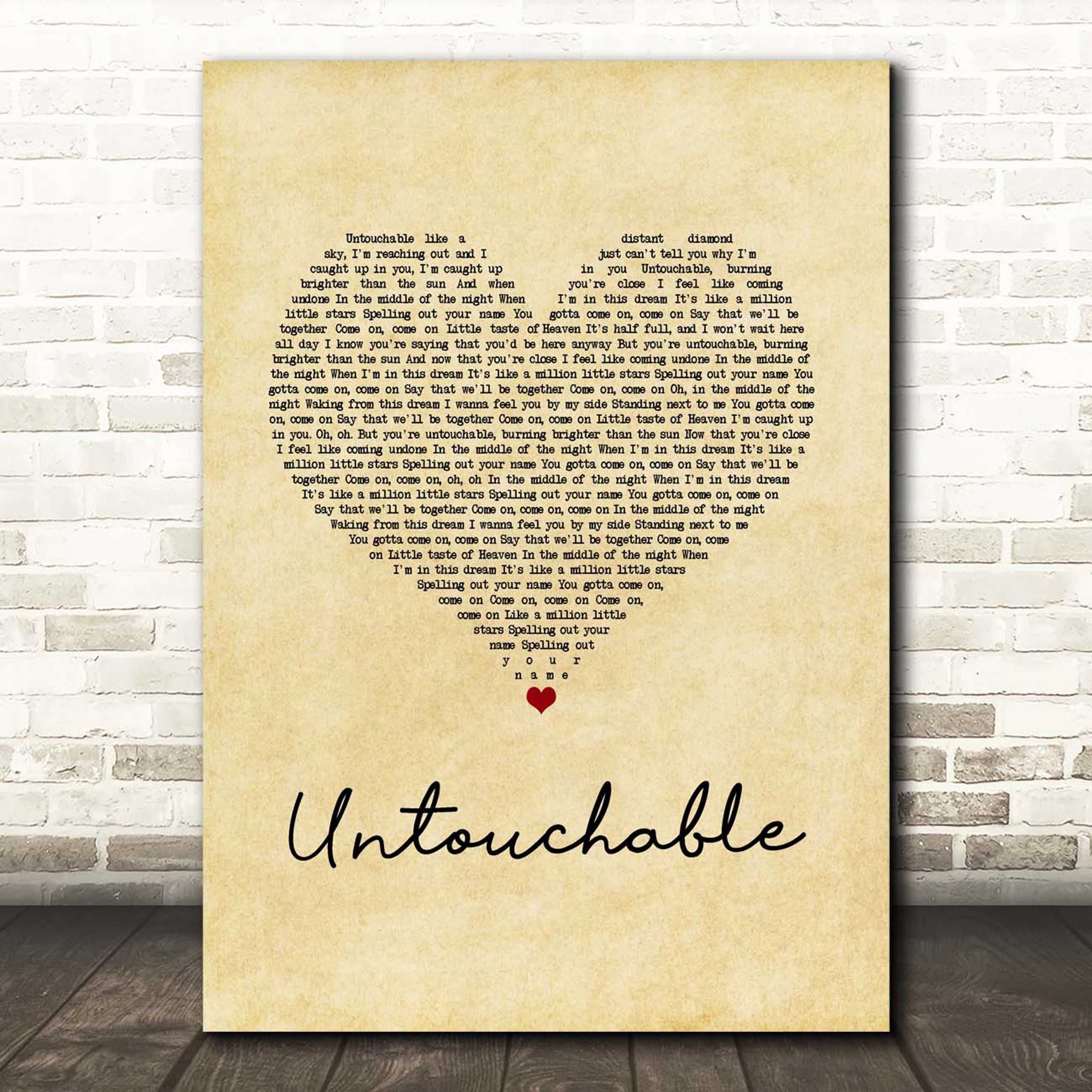 Untouchable Canvas Wall Art With Song Lyrics, Heart Song Lyric Music Canvas, Gift For Swifties