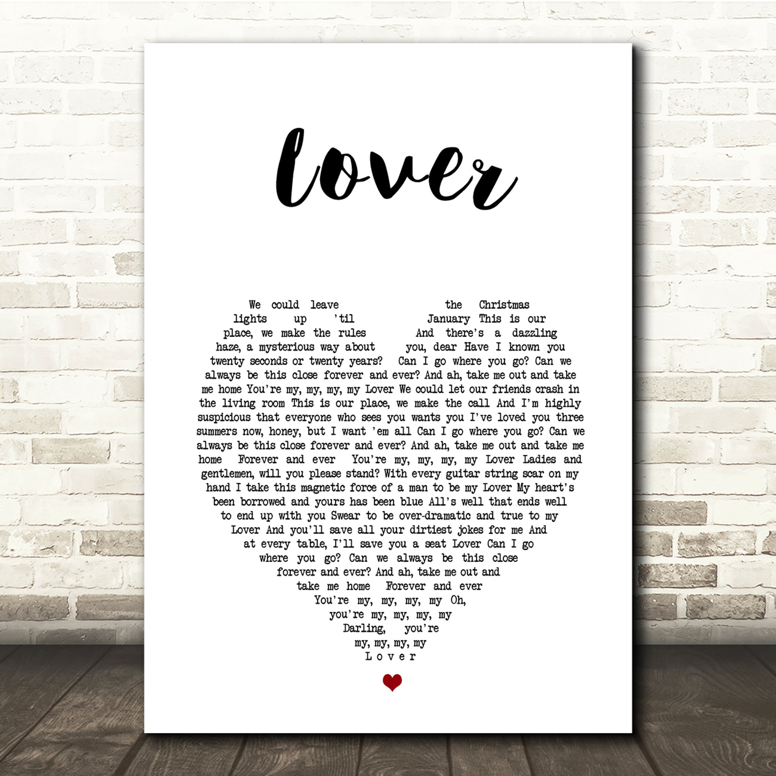 Lover Canvas Wall Art With Song Lyrics, Heart Song Lyric Music Canvas, Gifts For Swifties