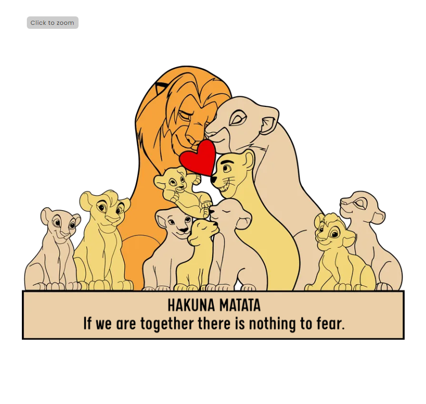 Custom Engraved Wooden Lion Family With 9 Kids Puzzle, Family Puzzle, Family Gift Idea