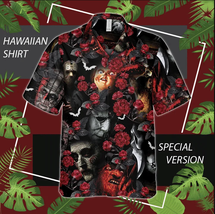 Horror Hawaiian Shirt, Halloween Scary Hawaiian Shirt