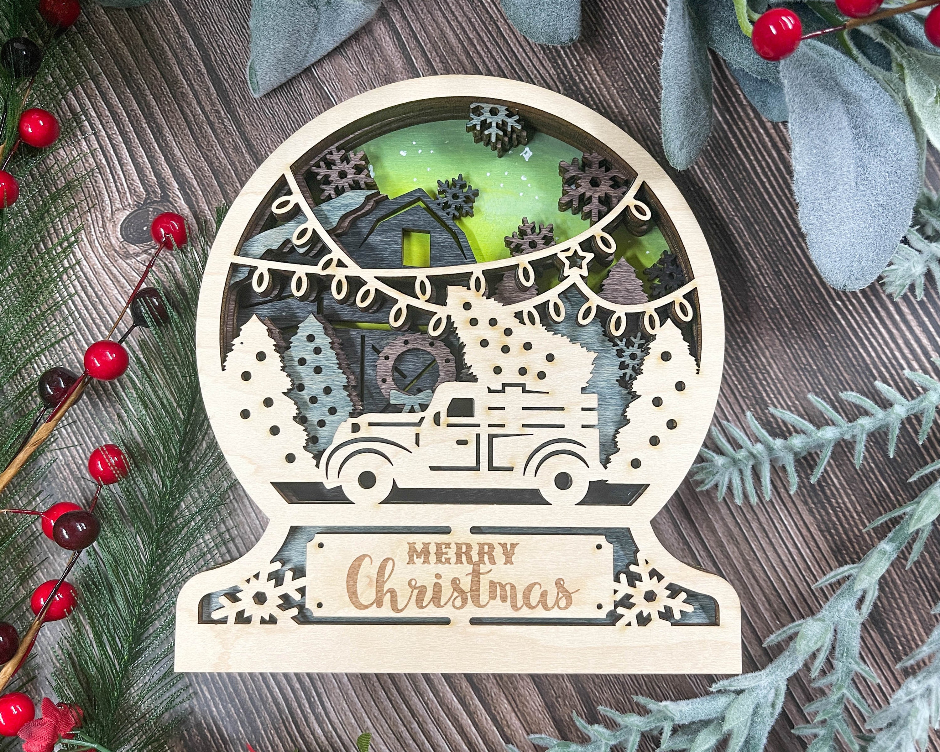 Personalized Christmas Car With Tree, Snow Globe Ornament, Christmas Gift, 3D Christmas Ornament