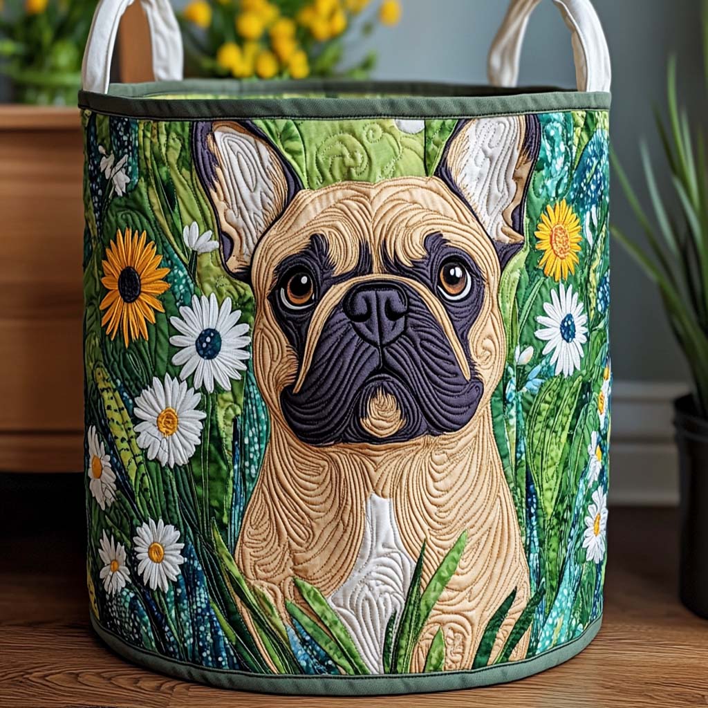 Spring Garden Frenchie Laundry Basket Laundry Gifts, Housewarming Gift Ideas, Mother's Day Gifts