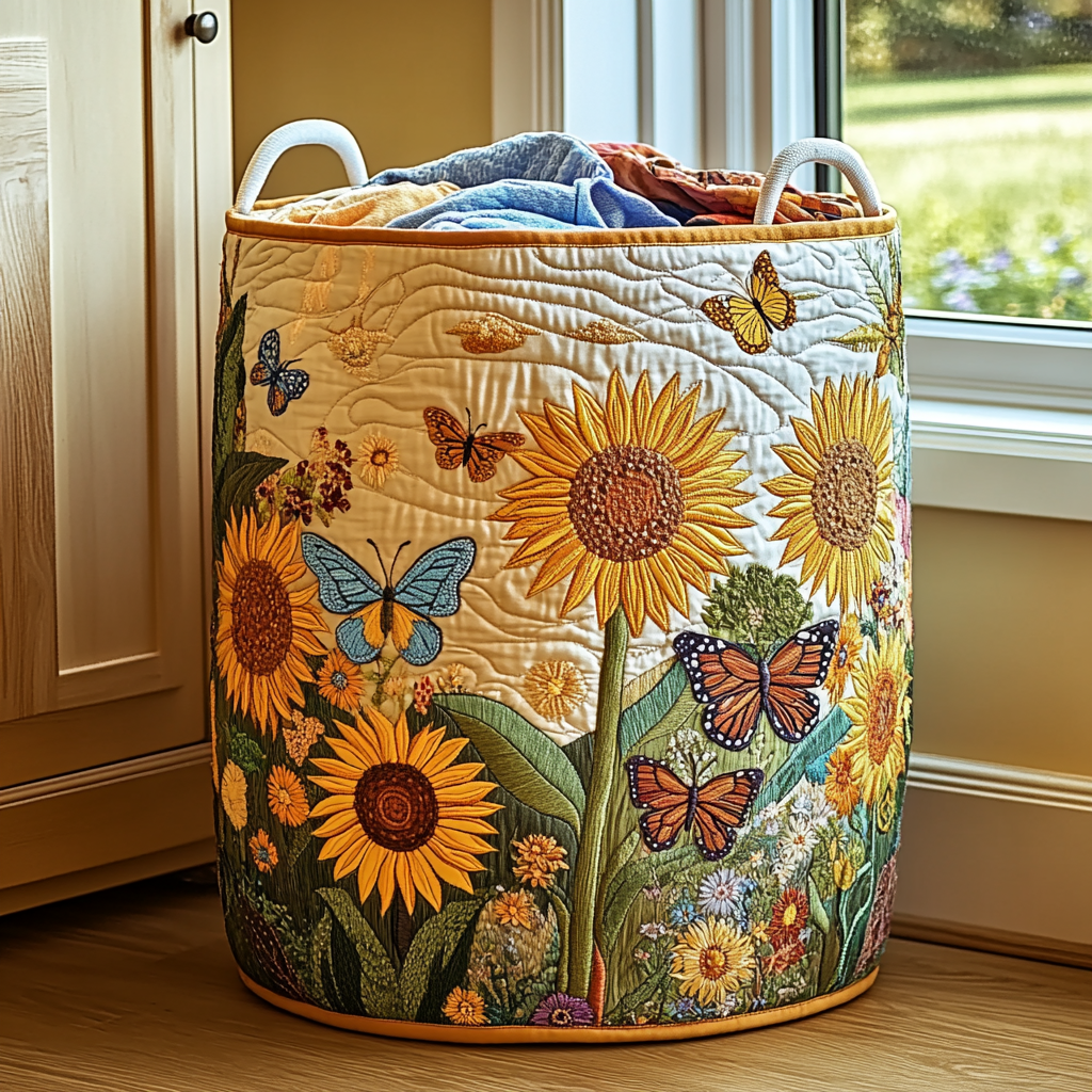 Sunflower Delight Laundry Basket Laundry Gifts, Housewarming Gift Ideas, Mother's Day Gifts