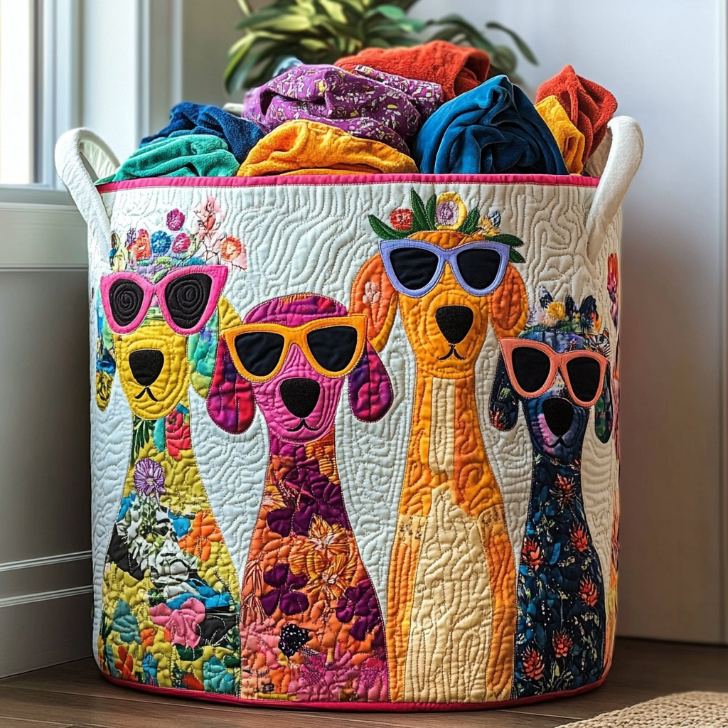 Sunny Dogs Laundry Basket Laundry Gifts, Housewarming Gift Ideas, Mother's Day Gifts