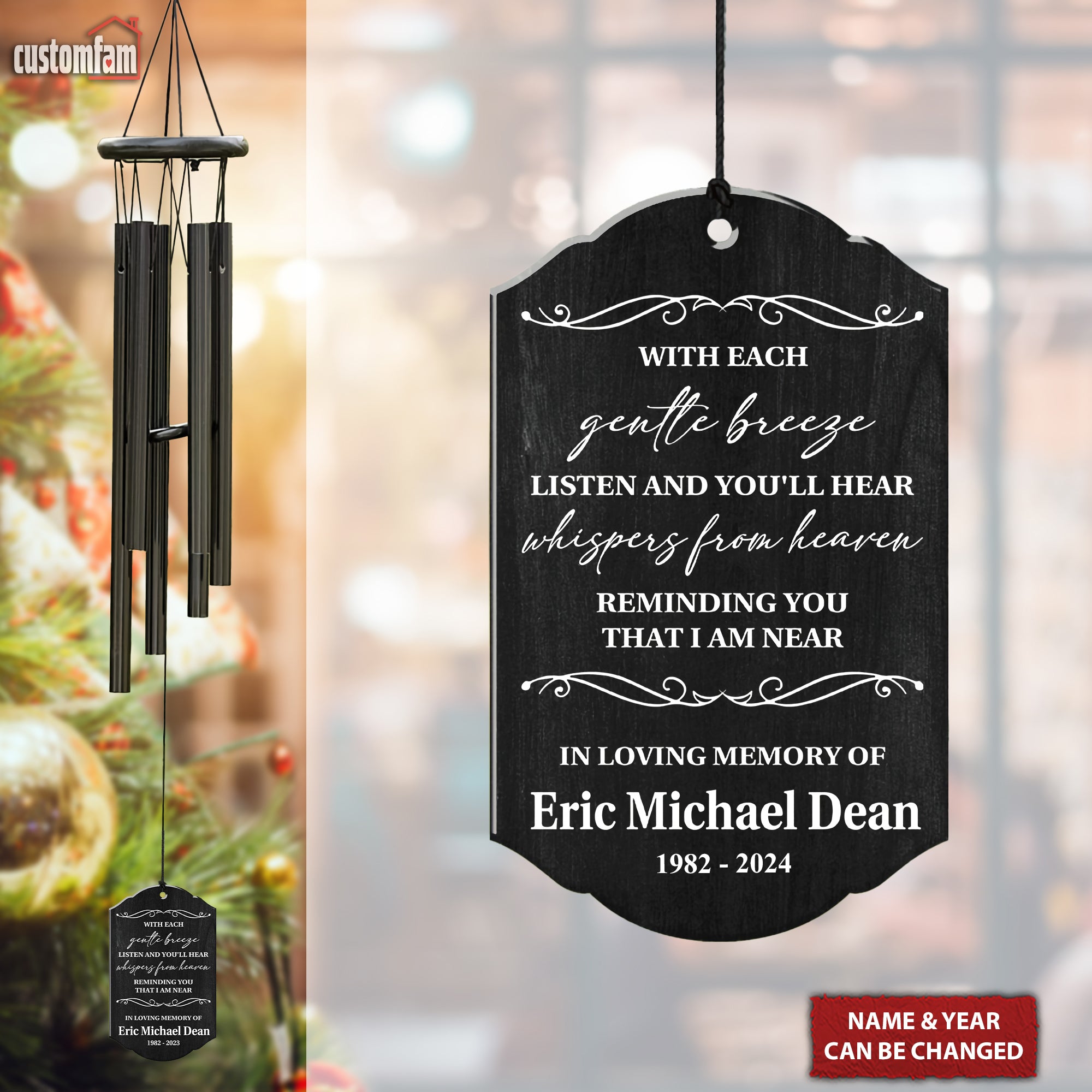 Whispers From Heaven Personalized Memorial Wind Chimes, Sympathy Gifts