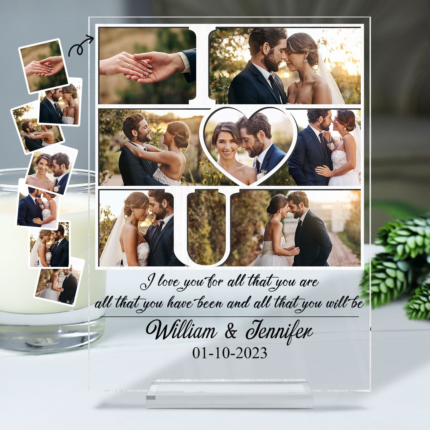 I Love You For All That You Are Custom Photo Acrylic Plaque, Wedding Anniversary Gifts