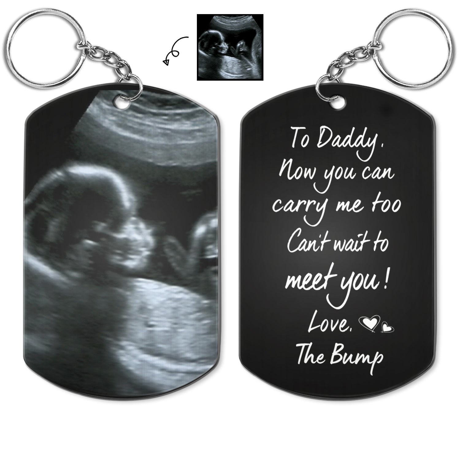 To Daddy Now You Can Carry Me Too Custom Photo Aluminum Keychain, Gift For New Parents