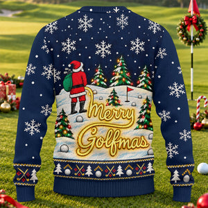 Navy Merry Golfmas Ugly Christmas Sweater - view 2