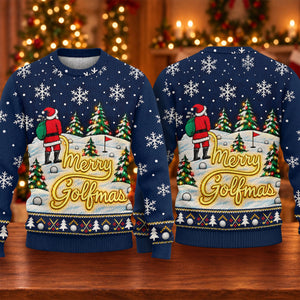 Navy Merry Golfmas Ugly Christmas Sweater - view 5