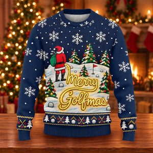 Navy Merry Golfmas Ugly Christmas Sweater - view 6