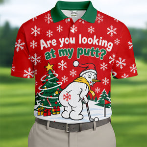 Christmas Are You Looking At My Putt Golf Shirt, Mens Golf Polo, Mens Golf Shirts