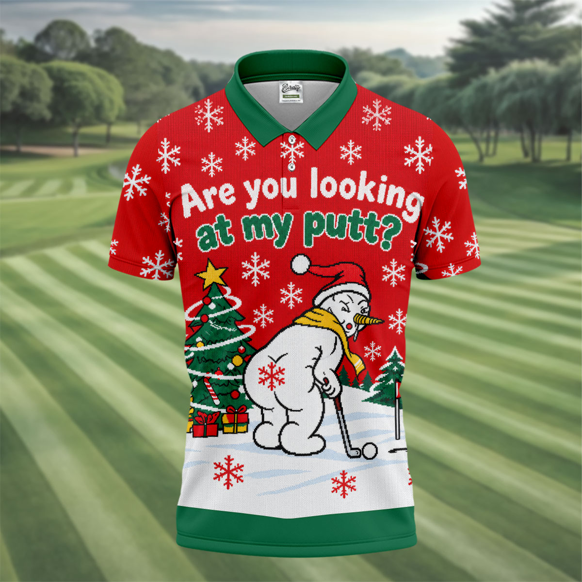 Christmas Are You Looking At My Putt Golf Shirt, Mens Golf Polo, Mens Golf Shirts
