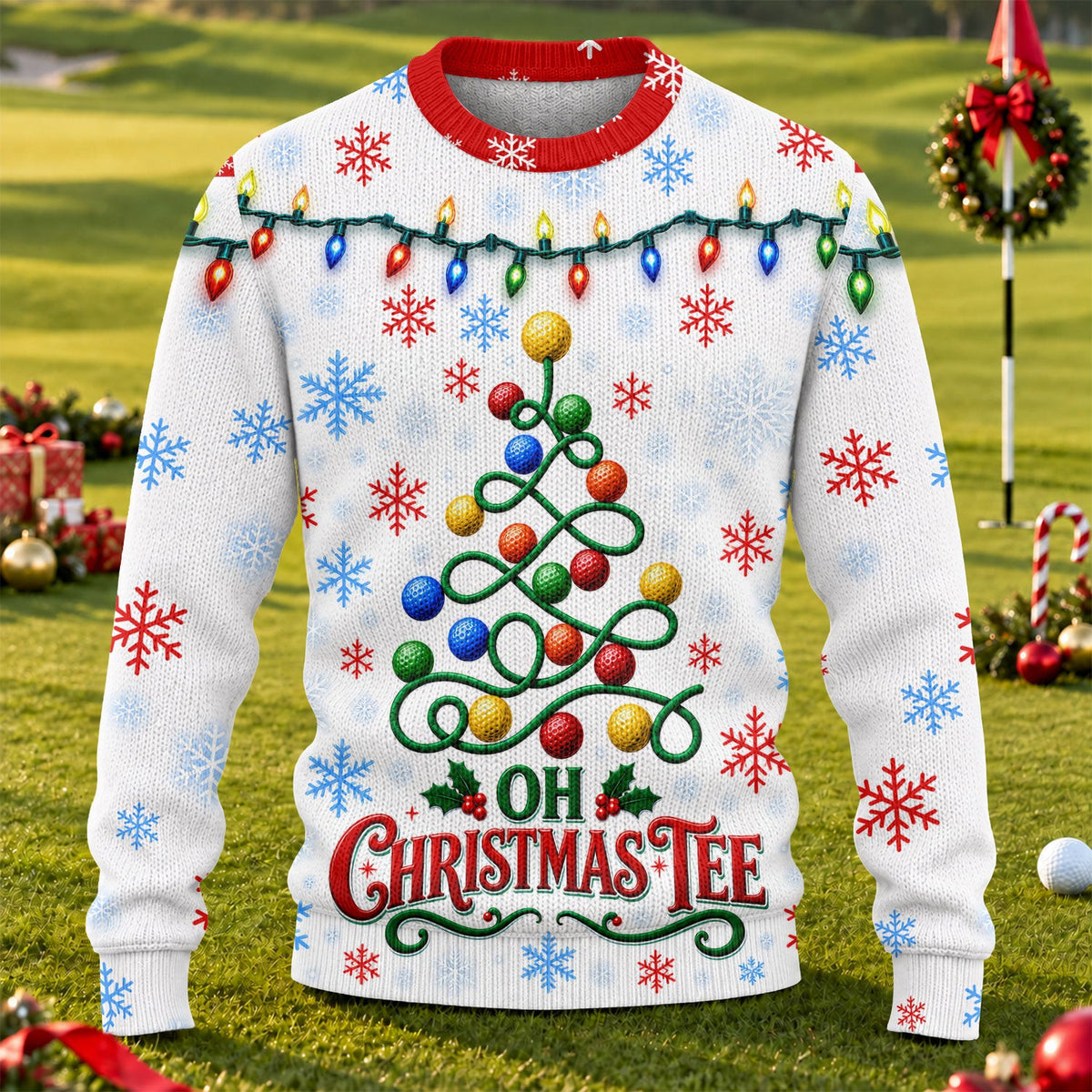Golf Ball Tree Ugly Christmas Sweater - view 1