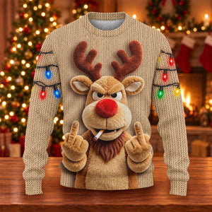 Rude Reindeer Ugly Christmas Sweater - view 6