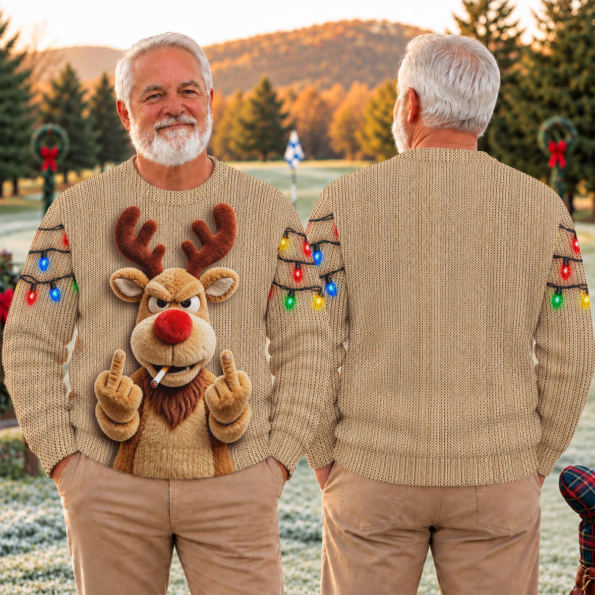 Rude Reindeer Ugly Christmas Sweater - view 4