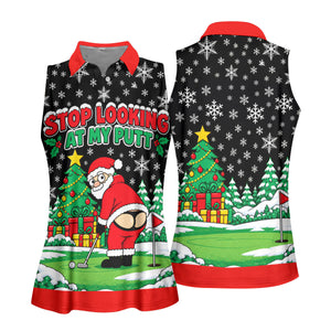 Christmas Stop Looking At My Putt Golf Shirt, Ladies Golf Shirts, Ladies Golf Apparel