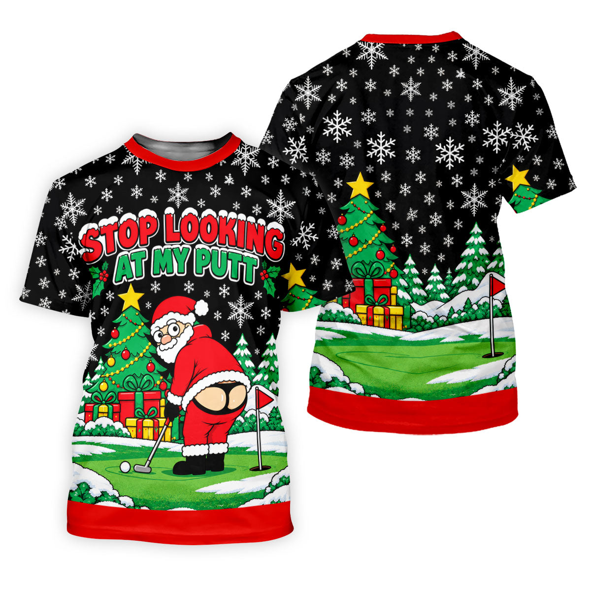Christmas Stop Looking At My Putt Golf Shirt, Ladies Golf Shirts, Ladies Golf Apparel