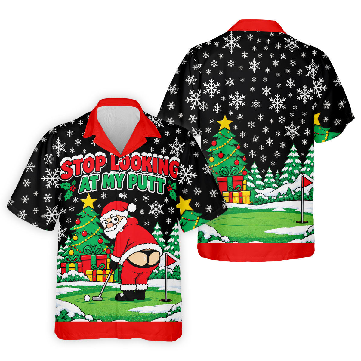 Christmas Stop Looking At My Putt Golf Shirt, Mens Golf Polo, Golf Shirts For Men