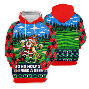 Christmas Santa Reindeer Beer Golf Shirt, Ladies Golf Shirts, Womens Golf Apparel