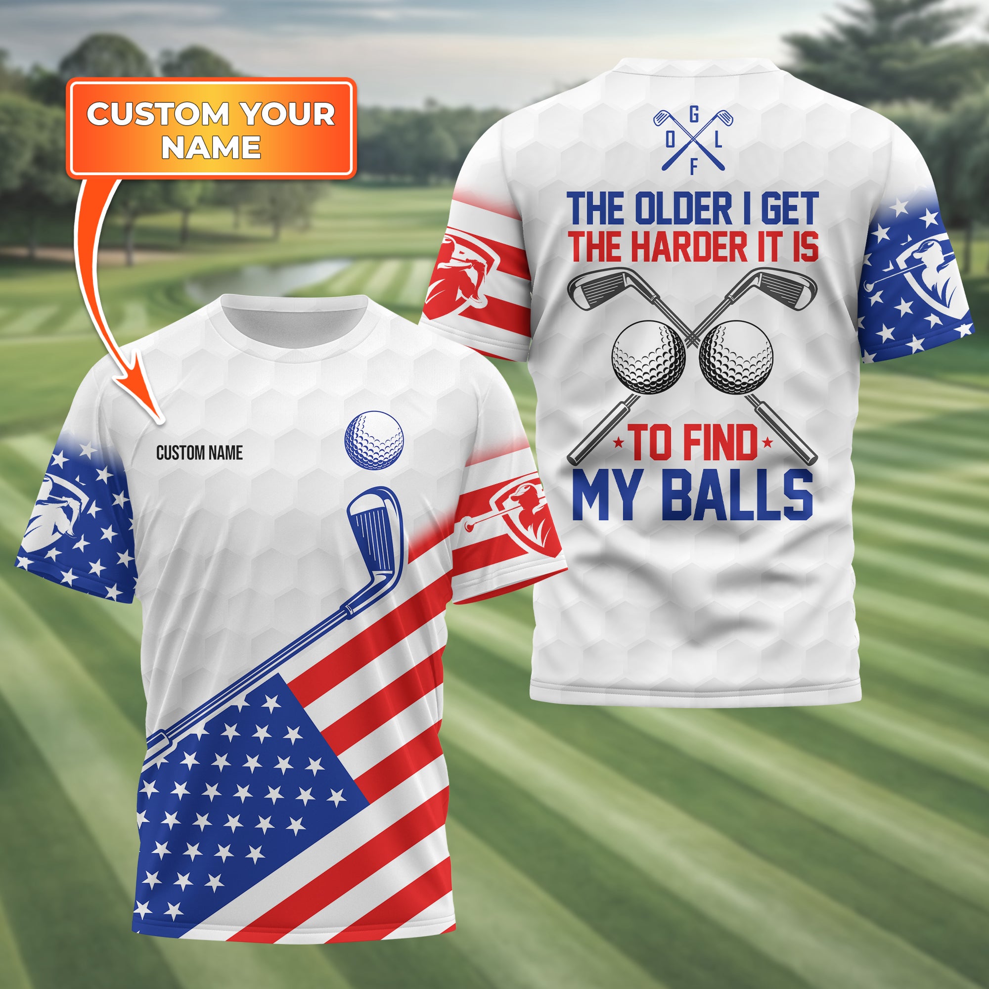 To Find My Balls, USA Flag Polo Shirt, Personalized Golf Shirt, Unique Gift For Golfer