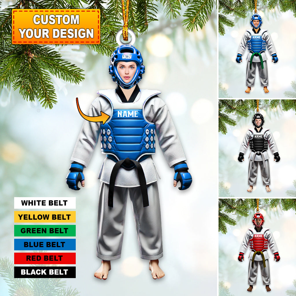 Taekwondo Ornament, Personalize Taekwondo Outfit Ornament, Christmas Gift For Taekwondo Lover