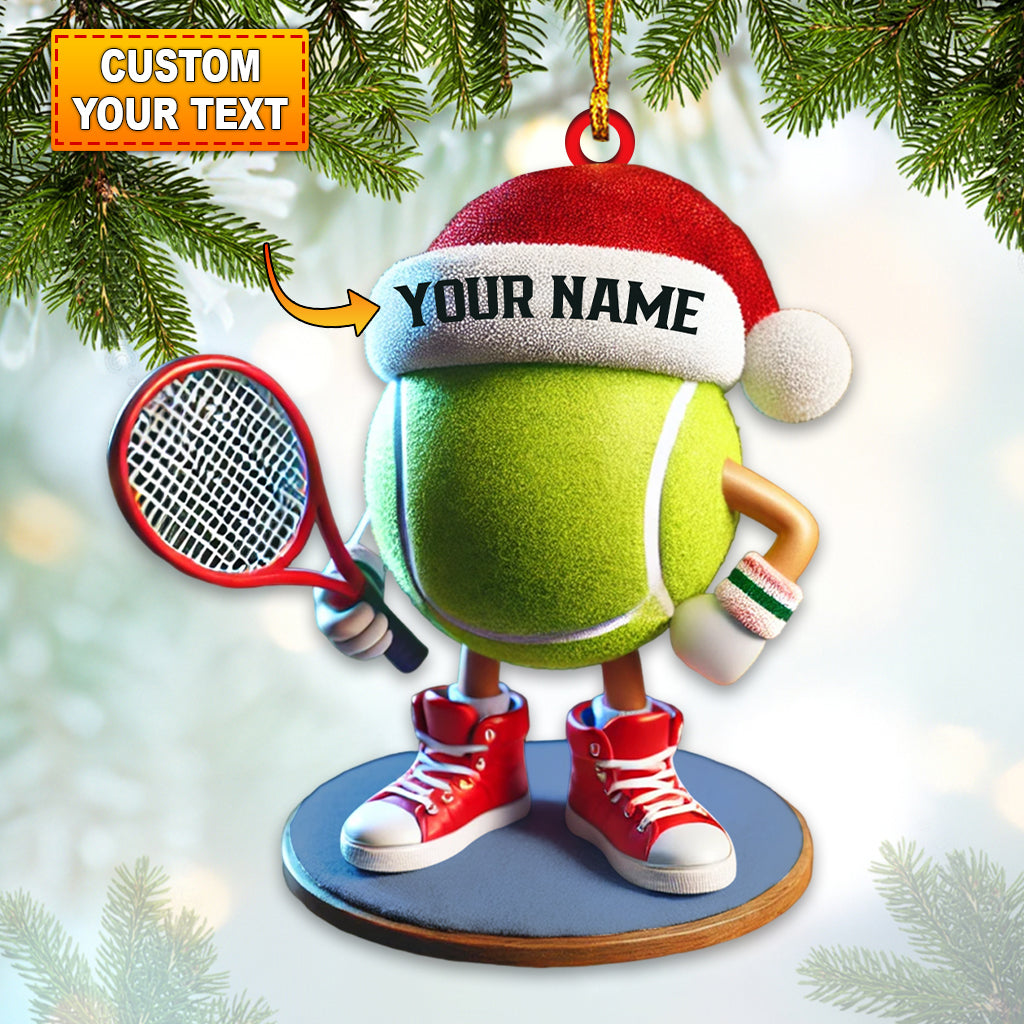 Tennis Ball Ornament, Tennis Ornament Personalized, Tennis Racket Christmas Gift