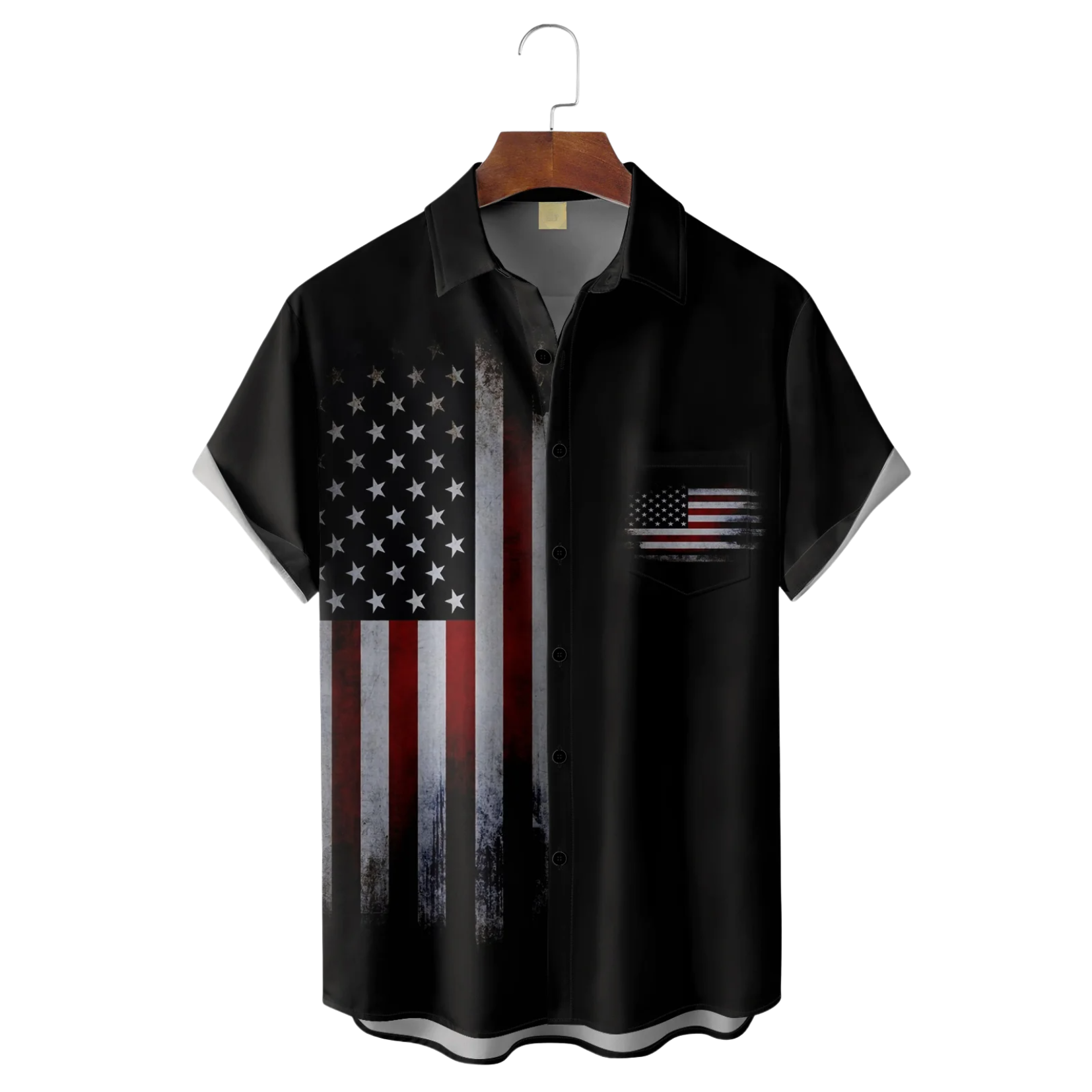 American Flag Pride Black Hawaiian Golf Shirt, 250th Anniversary Tropical Vibe Men's Golf Shirt