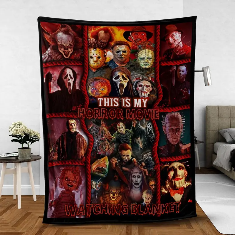 This Is My Horror Movie Custom Blanket, Scary Movie Fan Gifts, Halloween Gift