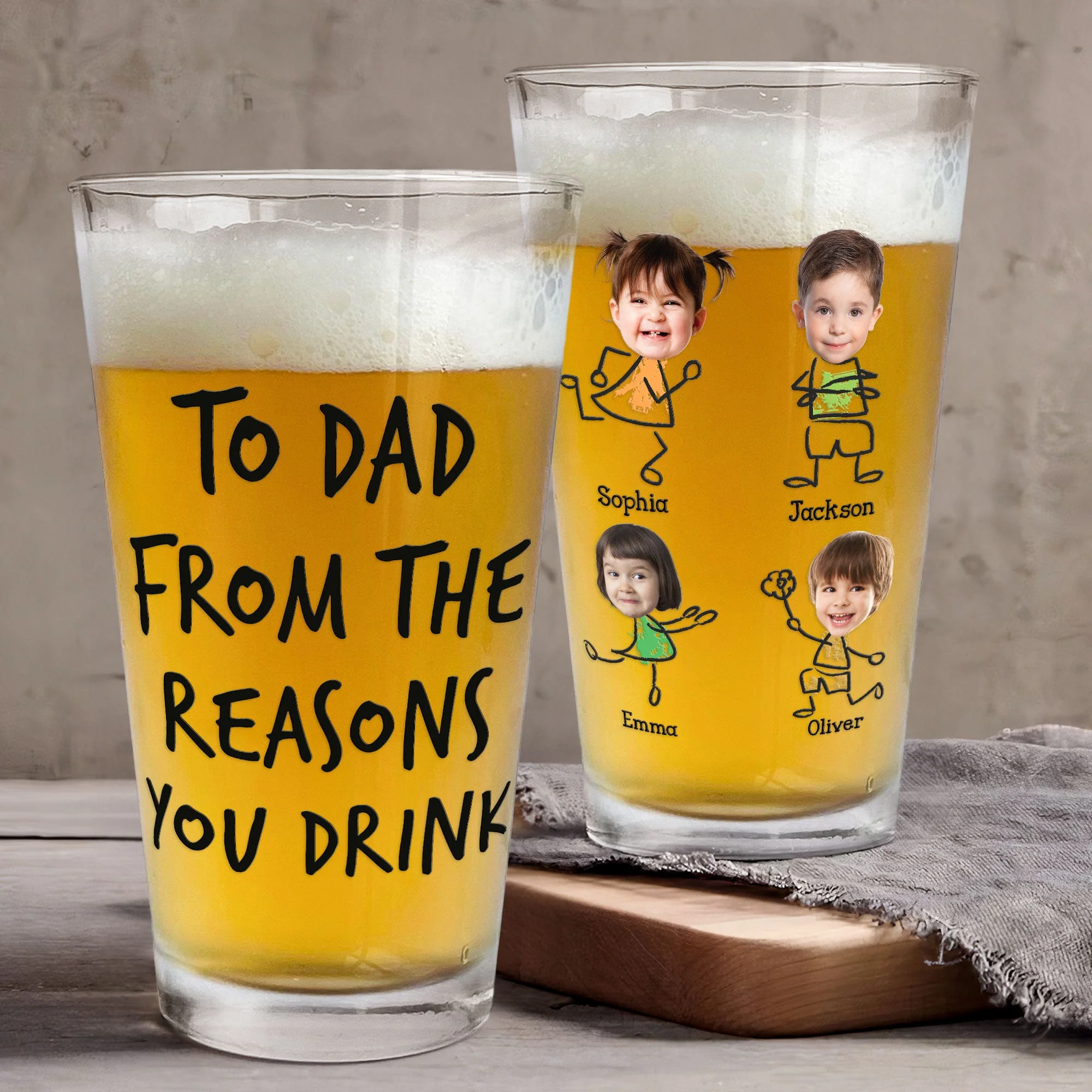 To Dad From The Reasons You Drink Pint Glass, Custom Photo Pint Glass, Funny Father's Day Gifts