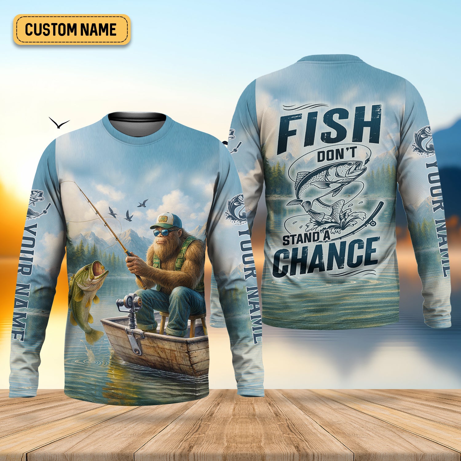 Bigfoot Fishing Shirt, UPF Fishing Shirts, Gag Gifts For Men, Men Long Sleeve Shirt, Mens Casual Shirts