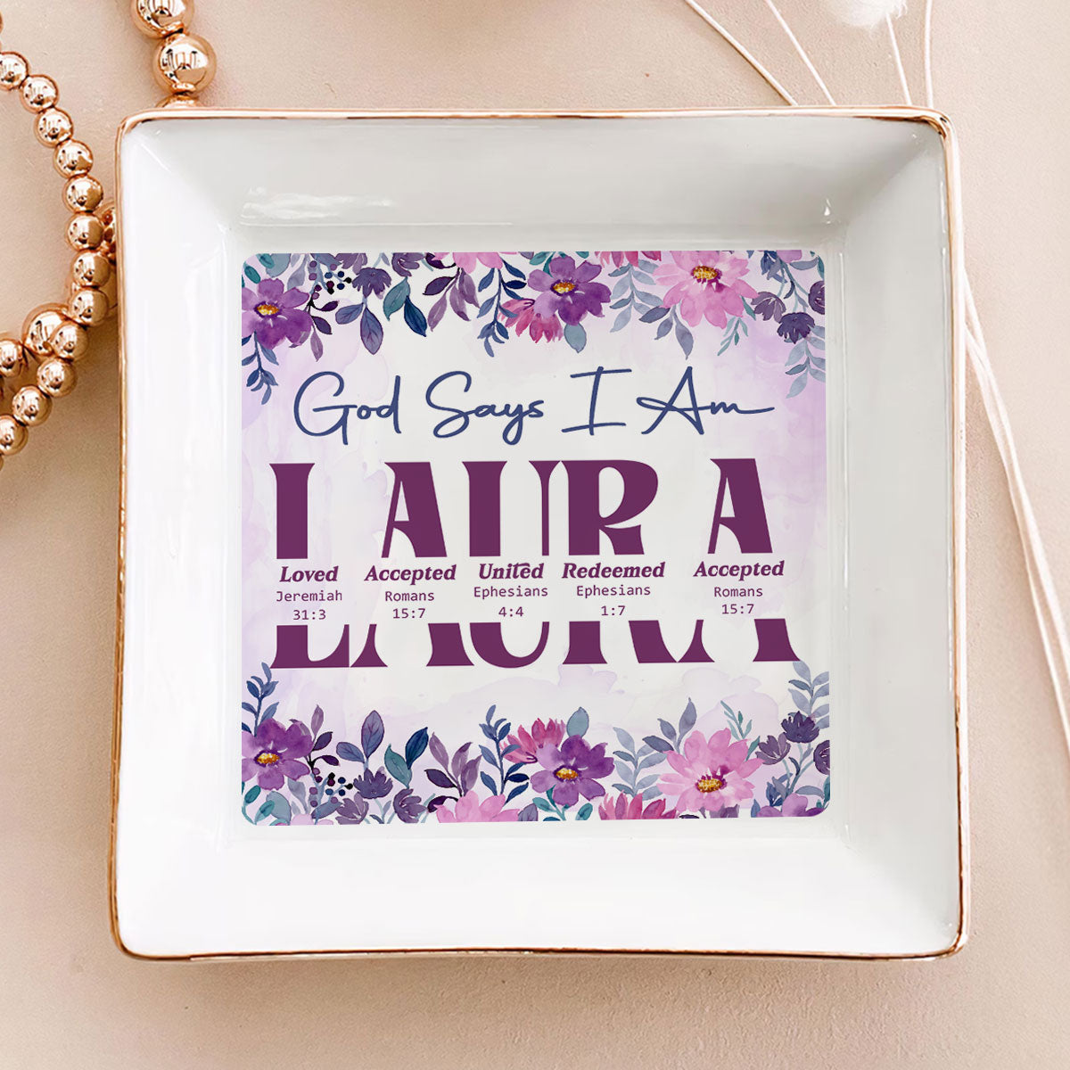 God Says I Am Personalized Jewelry Dish, Mother's Day Gift