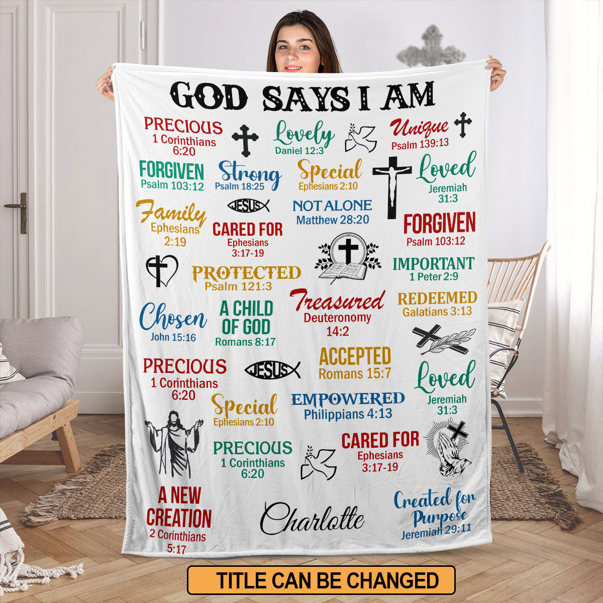 God Says I Am Custom Fleece Blanket, Mother's Day Gift, Gift For Mom, Christian Gifts For Women