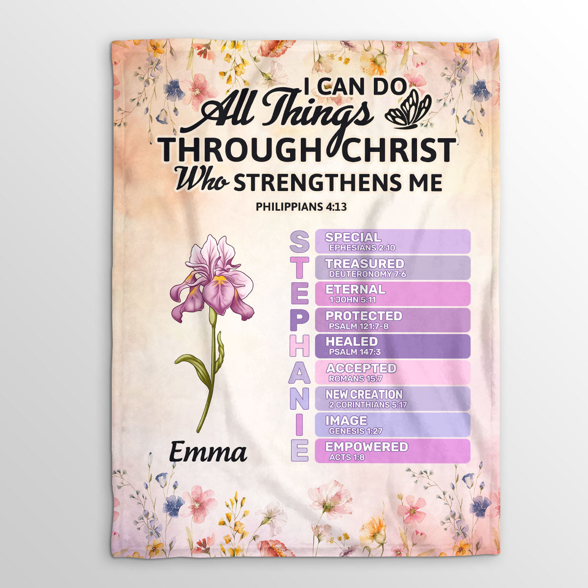 Philippians 4:13 Custom Quilt Blanket, Mother's Day Gift, Gift For Mom, Christian Gifts For Women