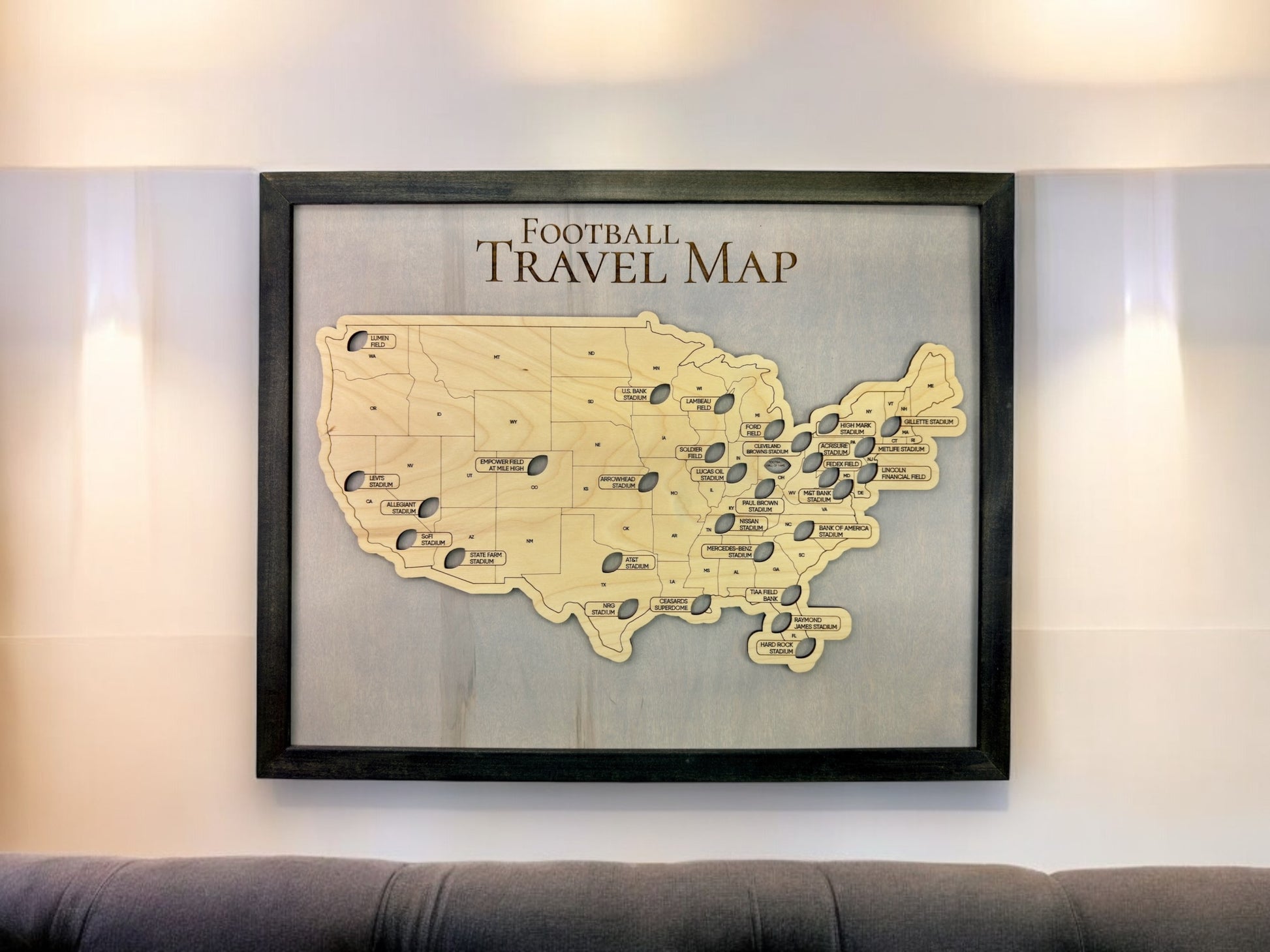 Personalized Wooden Football Stadium Travel Map, Gifts For Football Lo ...