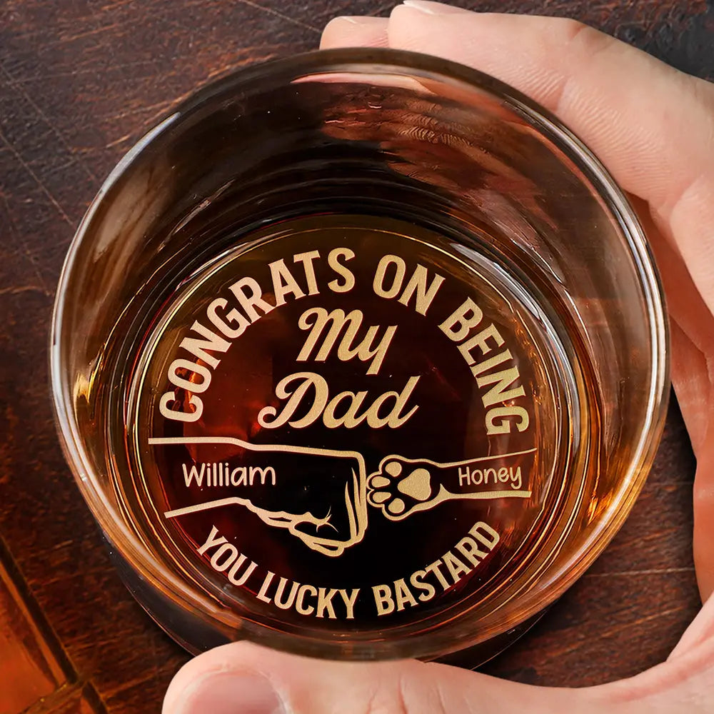 Congrats On Being My Dad Personalized Whiskey Glass, Funny Wine Glass, Gift For Dad